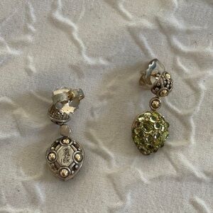 John Hardy 18k drop earrings green peridot, worn 2x, white and yellow gold